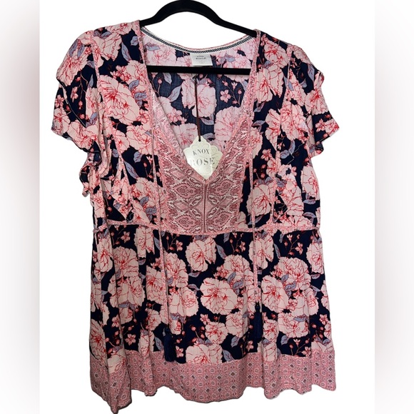 🌸 NWT! Boho Pink Blooms Blouse - Picture 1 of 5